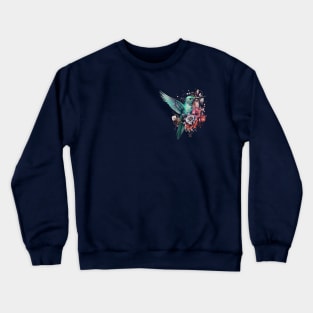 Hummingbird and Floral Illustration Crewneck Sweatshirt